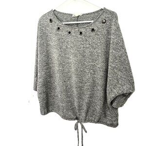 Parallel Skies Top Gray Heathered Grommet Womens Size Large